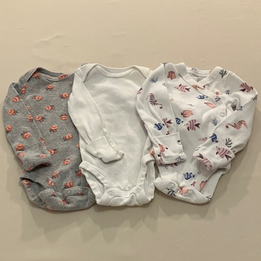 Carter's Bodysuit Trio - Gray, White, and Multicolor